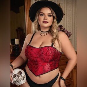 Sexy Spider Web Corset Top Lace-Up Back